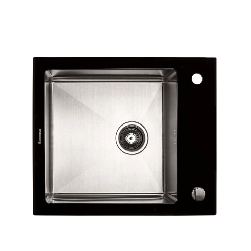 Кухонная мойка Platinum Handmade BLACK GLASS 600x510x200 - Фото № 1