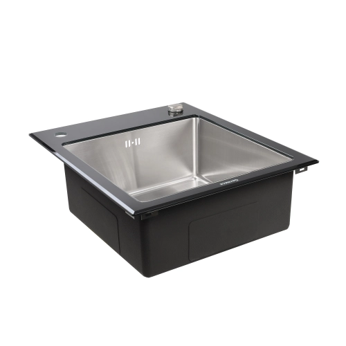 Кухонная мойка Platinum Handmade BLACK GLASS 600x510x200 - Фото № 3