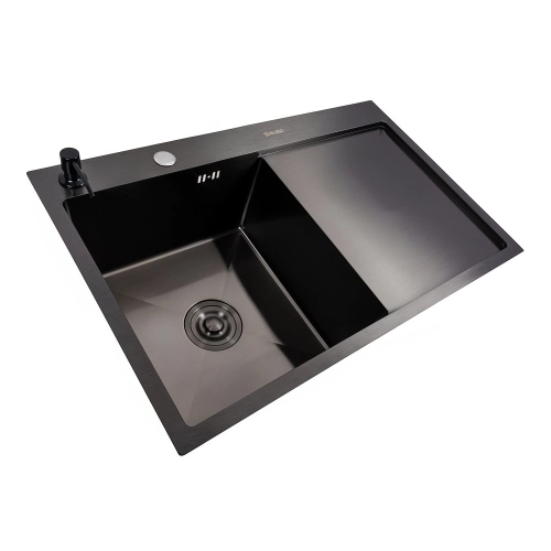Kitchen sink CM 78*50 L PVD black VALESO Handmade 3.0/1.0 - Фото № 1