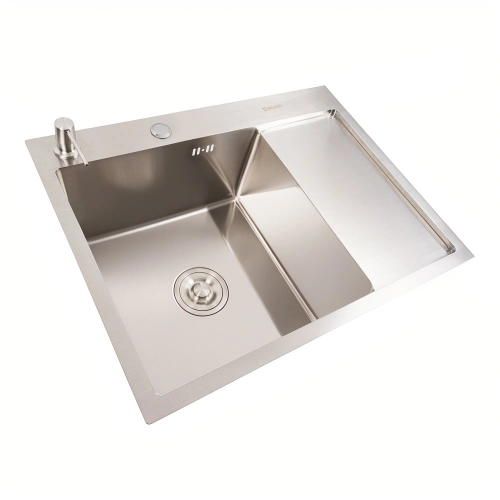 Kitchen sink CM 65*50 L stainless steel VALESO Handmade (3.0/1.0) - Фото № 1