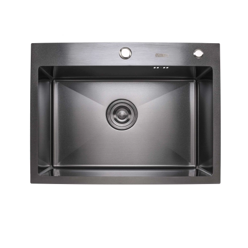 Kitchen sink 6045 stainless steel PVD black DÉCOR VALESO Handmade (3.0/1.0)