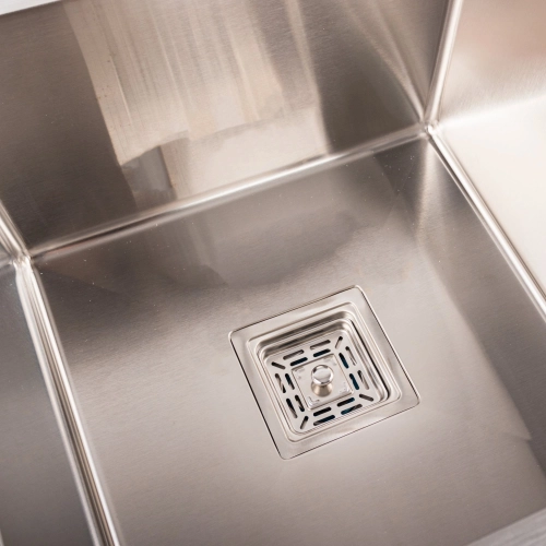 Кухонная мойка Platinum Handmade HDB 780х430х230 на две чаши (квадратный сифон, 3.0/1.0) - Фото № 3