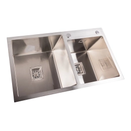 Кухонная мойка Platinum Handmade HDB 780х430х230 на две чаши (квадратный сифон, 3.0/1.0)