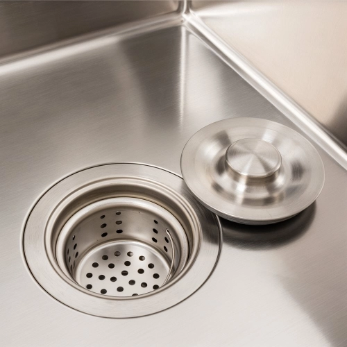 Kitchen sink CM 58*48 L stainless steel VALESO Handmade (round siphon 3.0/1.0) - Фото № 5