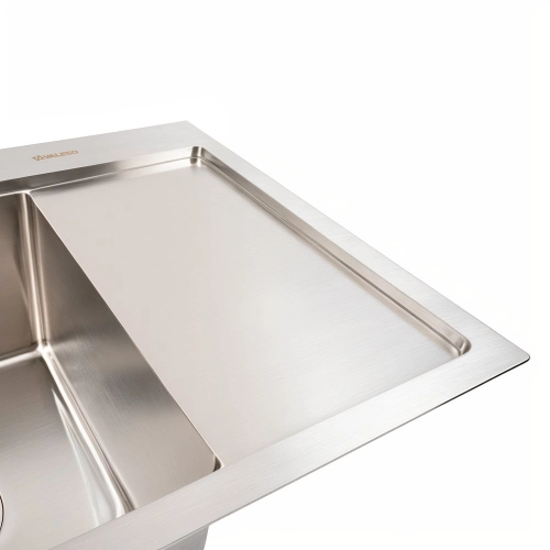 Kitchen sink CM 58*48 L stainless steel VALESO Handmade (round siphon 3.0/1.0) - Фото № 2