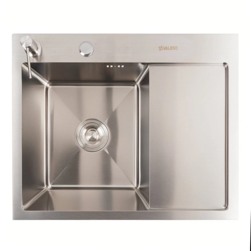 Kitchen sink CM 58*48 L stainless steel VALESO Handmade (round siphon 3.0/1.0)