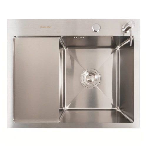 Kitchen sink CM 58*48 R stainless steel VALESO Handmade (round siphon 3.0/1.0)