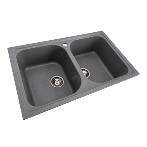 Granite kitchen sink Platinum 7950 Equatoria matte Gray Monsoon - Фото № 2