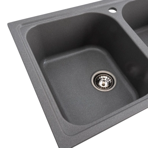 Granite kitchen sink Platinum 7950 Equatoria matte Gray Monsoon - Фото № 4