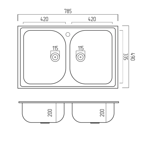 Granite kitchen sink Platinum 7950 Equatoria matte Gray Monsoon - Фото № 1