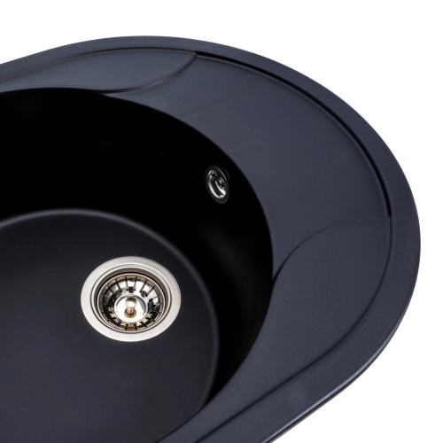 Гранітна мийка для кухні Platinum 5847 ONYX матова (чорна) - Фото № 3