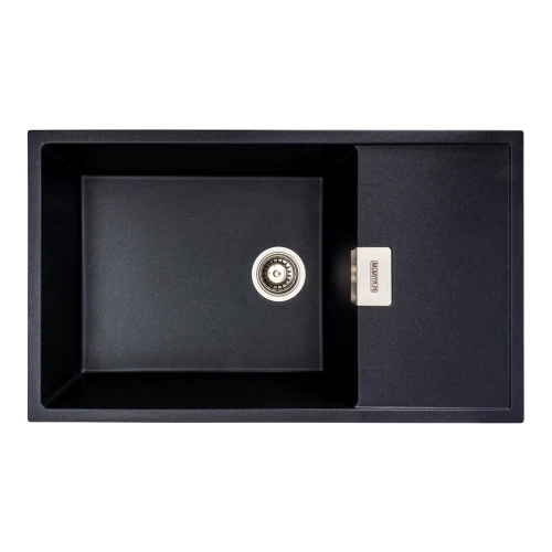 Granite kitchen sink Platinum 8650 DIAMOND matte (black metallic)