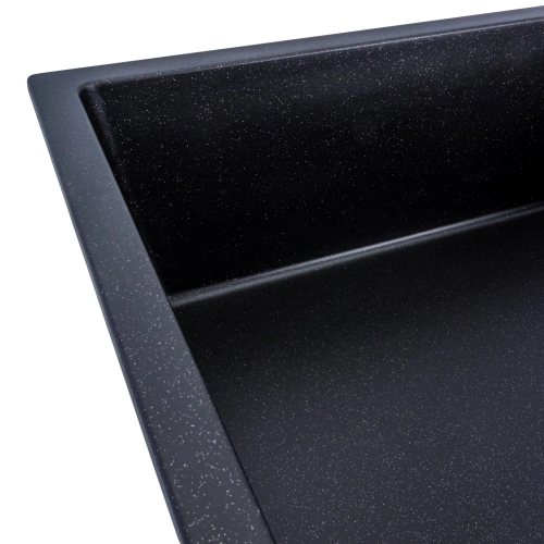 Granite kitchen sink Platinum 8650 DIAMOND matte (black metallic) - Фото № 4
