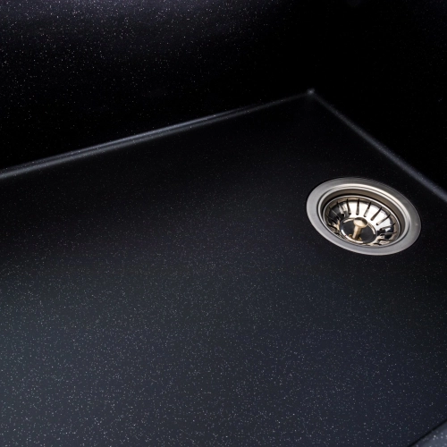 Granite kitchen sink Platinum 8650 DIAMOND matte (black metallic) - Фото № 5