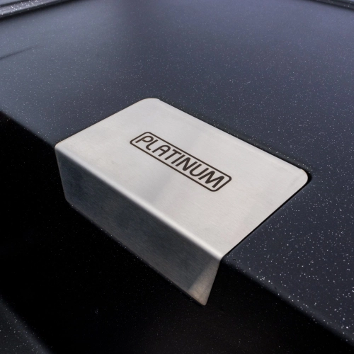 Granite kitchen sink Platinum 8650 DIAMOND matte (black metallic) - Фото № 6