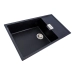 Granite kitchen sink Platinum 8650 DIAMOND matte (black metallic) - Фото № 1