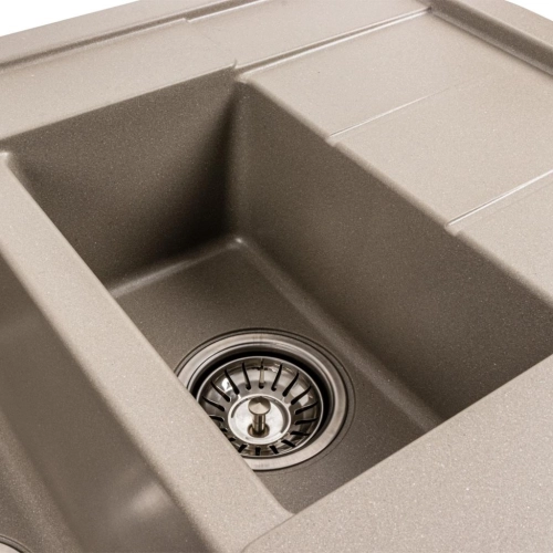Granite kitchen sink Platinum 7850W TOSKANA matte Titanium - Фото № 6