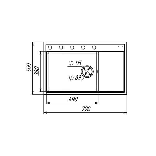 Granite kitchen sink Platinum 7950 AZURIT matte Graphite - Фото № 7