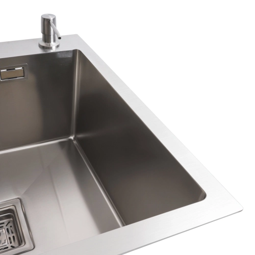 Кухонная мойка 78*50С R нержавейка Platinum Handmade (углубленная полка, 3.0/1.0 мм) - Фото № 2