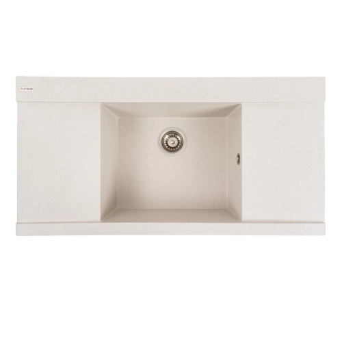 Granite kitchen sink Platinum 9651 ATLAS matte White with dots