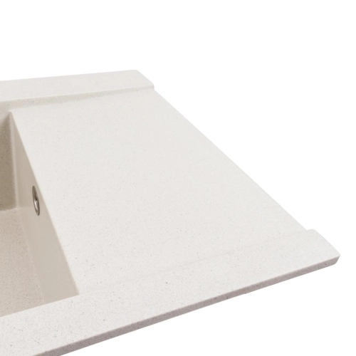 Granite kitchen sink Platinum 9651 ATLAS matte White with dots - Фото № 2