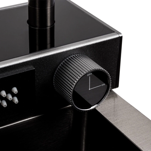 Кухонная мойка 75*46D PVD черная Platinum Handmade "ВОДОСПАД" - Фото № 5