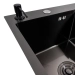 Кухонная мойка CM 58*48 L черная PVD VALESO Handmade (круглый сифон 3.0/1.0) - Фото № 3