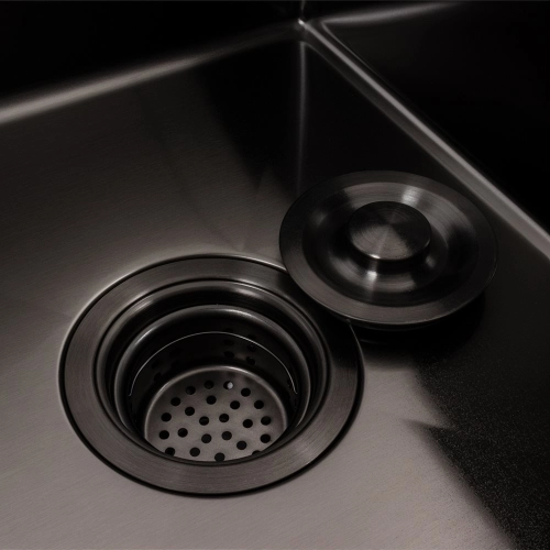 Kitchen sink CM 58*48 R black PVD VALESO Handmade (round siphon 3.0/1.0) - Фото № 5