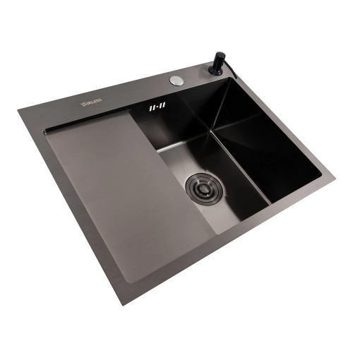 Kitchen sink CM 58*48 R black PVD VALESO Handmade (round siphon 3.0/1.0) - Фото № 1