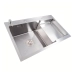 Kitchen sink CM 78*50C L stainless steel with recessed shelf VALESO Handmade (3.0/1.0) - Фото № 2