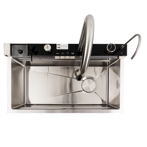 Кухонная мойка 75*45М сатин Platinum Handmade "Водопад" - Фото № 2