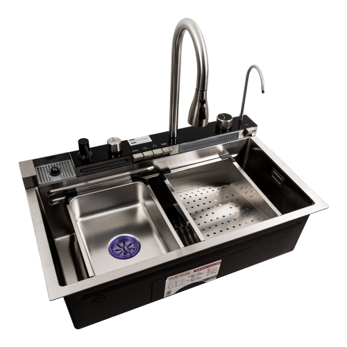 Кухонная мойка 75*45М сатин Platinum Handmade "Водопад" - Фото № 4