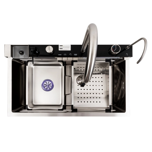 Кухонная мойка 75*45М сатин Platinum Handmade "Водопад" - Фото № 5