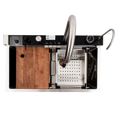 Кухонная мойка 75*45М сатин Platinum Handmade "Водопад" - Фото № 6