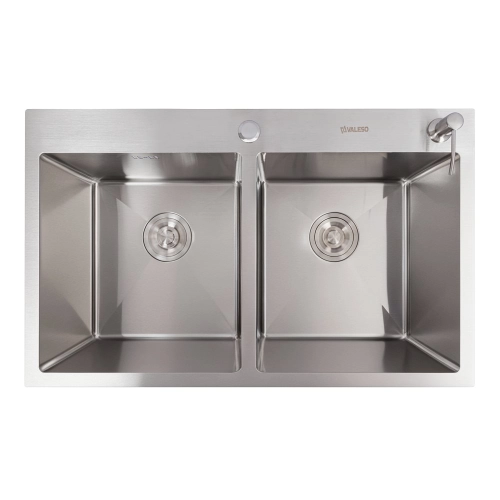 Kitchen sink stainless steel 78*48 VALESO Handmade for two bowls (3.0/1.0)