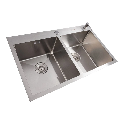 Kitchen sink stainless steel 78*48 VALESO Handmade for two bowls (3.0/1.0) - Фото № 1