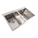 Кухонная мойка 78*48 нержавейка на две чаши Platinum Handmade (круглый сифон, 3.0/0.8) - Фото № 1