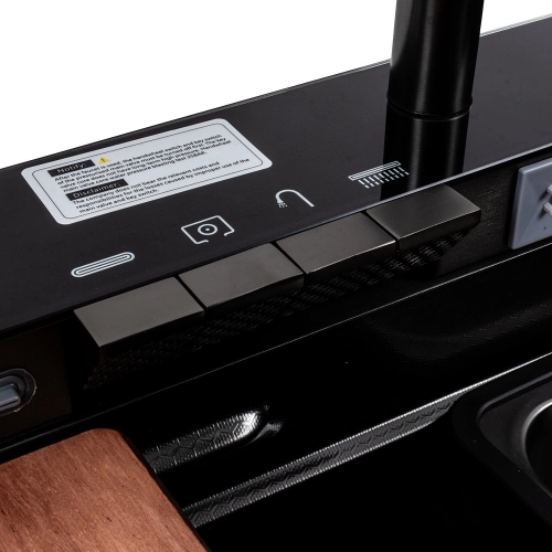 Кухонная мойка CM 75*46C PVD черная Platinum Handmade "ВОДОСПАД" (Декор) - Фото № 4