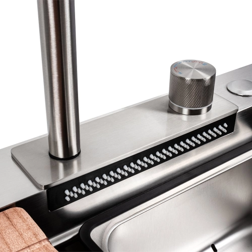 Кухонная мойка нержавейка CM 75*46A Platinum Handmade "Водопад" - Фото № 3