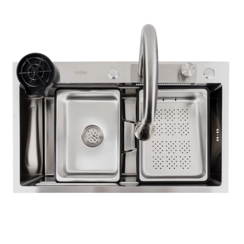 Кухонная мойка нержавейка CM 75*46A Platinum Handmade "Водопад" - Фото № 5