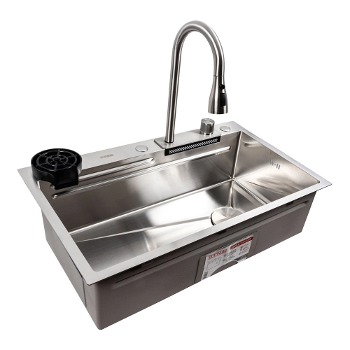 Кухонная мойка нержавейка CM 75*46A Platinum Handmade "Водопад" - Фото № 6