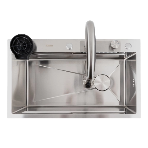 Кухонная мойка нержавейка CM 75*46A Platinum Handmade "Водопад" - Фото № 7