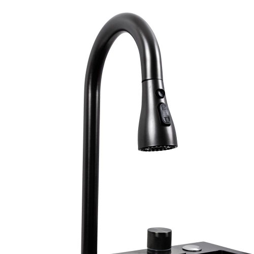 Кухонная мойка PVD черная CM 75*46A Platinum Handmade "Водопад" - Фото № 8