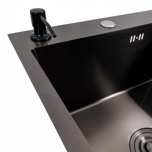 Kitchen sink CM 65*50 L PVD black VALESO Handmade 3.0/1.0 - Фото № 3