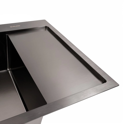 Kitchen sink CM 65*50 L PVD black VALESO Handmade 3.0/1.0 - Фото № 2