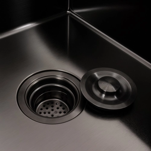 Kitchen sink CM 78*50 R PVD black VALESO Handmade 3.0/1.0 - Фото № 4
