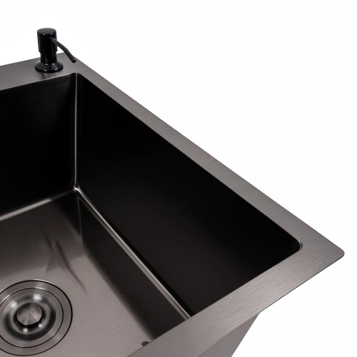 Kitchen sink CM 78*50 R PVD black VALESO Handmade 3.0/1.0 - Фото № 2