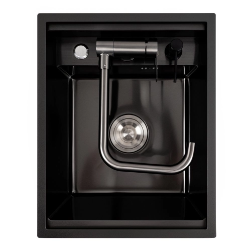 Кухонная мойка CM 40*50 скрытая PVD черная Platinum Handmade - Фото № 5