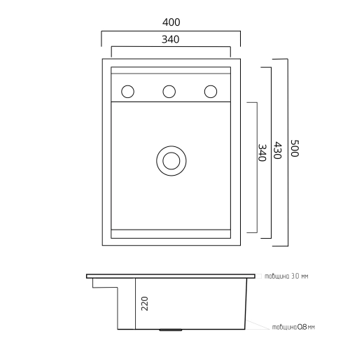 Кухонная мойка CM 40*50 скрытая PVD черная Platinum Handmade - Фото № 8