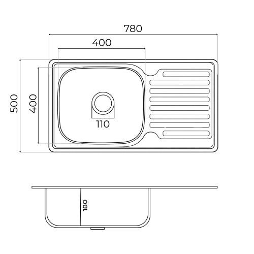 Stainless steel kitchen sink Valeso SATIN 7850 (0,8/180 mm) - Фото № 9